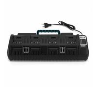 Chargeur rapide à 4 voies avec double ports USB - Pour batteries lithium-ion 14,4 V - 18 V, affichage LED, montage mural et protection de sécurité multiple
