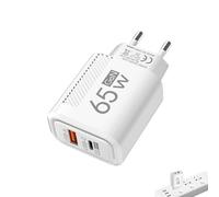 Chargeur Rapide, Adaptateur de Chargeur Mural | Chargeur Mural USB C 65 W à 2 Ports,Adaptateur de Charge Rapide pour téléphones Portables, Brique pour la Maison, Les Voyages, l'hôtel et l'école
