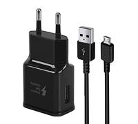 Chargeur Rapide AFC 2A - Bloc d'alimentation USB avec Câble Micro USB de 1,5 m Compatible avec Samsung Galaxy S7/S7 Edge/S6/S6 Edge/S5/S4/A6/J7/J3/Note 5/Note 4/3/LG G4/G3, Xiaomi, Redmi etc (Noir)