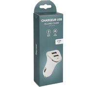 Chargeur Rapide Allume-Cigare - Double entrée USB - Mini USB 12v x2, 2100 mA - Permet de recharger 2 appareils simultanément en utilisant la Prise Allume Cigare - Puissance: 10.5W