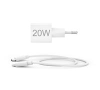 Chargeur rapide avec câble USB-C, chargeur mini, PD, 20W, 1m, Blanc