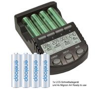 Chargeur rapide avec écran LCD + 4x Panasonic eneloop Standard AA Mignon (anciennement Sanyo eneloop Standard) 2000mAh