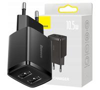Chargeur rapide compact Baseus, 2 ports USB, 10,5 W (noir)