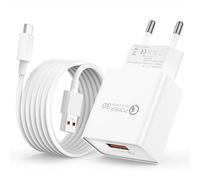 Chargeur Rapide Compatible avec Xiaomi Redmi Note 14C/14T/14/13/13C/12/12 Pro 5G/11s/11/A3/10/9/Poco M4/M6/M3/Poco C65/Poco X6, Prise Charge Rapide USB Secteur avec 1,5M Câble (Blanc)