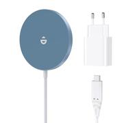 Chargeur Rapide Compatible Mag-Safe avec Alimentation 20W USB C Magnétique Sans Fil Chargeur pour iPhone 16/15/14/13/12 Series et Bleu