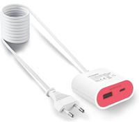 Chargeur Rapide de 17 W avec câble de 1,5 m, avec Un USB A et Un USB C 3,5 A, Rose, 1 Paquet