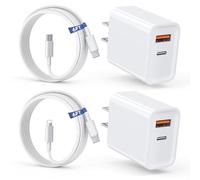Chargeur rapide de 45 W, lot de 2 chargeurs de type C et un câble USB-C de 1,8 m, pour iPhone 17/16, MacBook, iPad, Google Pixel, Samsung Galaxy, et plus encore