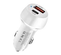 Chargeur Rapide de Voiture - Chargeur-de Voiture-Rapide-à Deux Ports, Adaptateur Secteur USB Type-C 60 W | Prise de Voiture à Charge Rapide PD pour Tablette et téléphone, Chargeur de véhicule Compact