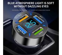 Chargeur rapide de voiture WZXPWT66W, adaptateur de voiture avec indicateur de tension LED, dispositif de charge rapide multi-USB