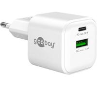 Chargeur Rapide Double goobay USB-C (20 W) / USB-A QC (18 W) / Chargeur pour Samsung, iPhone, iPad, MacBook/Prise de Charge/Adaptateur Secteur - Blanc - 79621