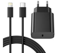 Chargeur Rapide for iPhone, 25W Prise USB C for iPhone 14/14 Plus/14 Pro/14 Pro Max/13/12/11/SE/Mini/X/XS/XR SE 8 7 6 6S, USB C Prise et 2M Cable Secteur C-to Lightning Mural Alimentation Adaptateur