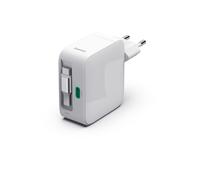 Chargeur rapide, GaN, 2 USB-C, câble charge extens., PD, 65 W, blanc