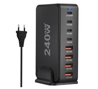 Chargeur rapide GaN 240W PD 4x USB_C 4x USB-A QC 3.0,, multi-ports compatible avec iPhone ect