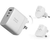 Chargeur rapide GaN PD67W - Chargeur de voyage compact à trois ports avec technologie de livraison d'alimentation USB-C et USB-A - Jusqu'à 67W - MacBook Pro, iPads, iPhones, Pixel (Blanc)