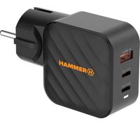 Chargeur Rapide Hammer RapidCharge 65 W USB-C, Chargeur Rapide 3 Ports, Adaptateur Secteur PD/PPS pour téléphones Portables, tablettes et Ordinateurs Portables, Rapide USB-C Compact