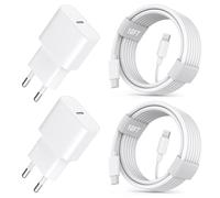 Chargeur Rapide iPhone 11 12 13 14,4Pack [Certifié Apple MFi ] Chargeur de iPhone 20W Adaptateur avec 2M USB-C de données Lightning Cordon de Charge Compatible avec iPhone 14 13 12 11 Pro Max XS XR X