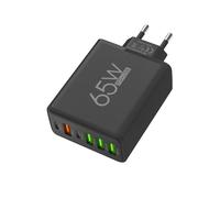 Chargeur rapide multiport 65 W 2PD+4U pour téléphone portable, adaptateur compatible avec les chargeurs Apple et Xiaomi 65 W noir