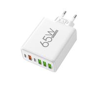 Chargeur rapide multiport 65 W 2PD+4U pour téléphone portable, adaptateur compatible avec les chargeurs Apple et Xiaomi blanc 65 W