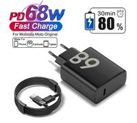 Chargeur rapide original Motorola 68W pour Samsung, Xiaomi, Google, Motorola Moto, adaptateur secteur UE, câble de charge et de données Type C