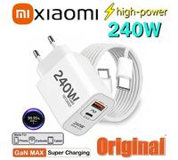Chargeur rapide original Xiaomi 240W Gan USB PD 2 en 1, super charge rapide, prise EU/US pour iPhone 15-17, Samsung, Huawei, Xiaomi