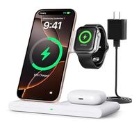 Chargeur rapide portable sans fil 2026 pour Apple et Android, charge 3 en 1 pour iPhone 16 15 14 13 12, Apple Watch Series et AirPods 4 3 2 Pro, Samsung Galaxy - Cadeaux pour la famille