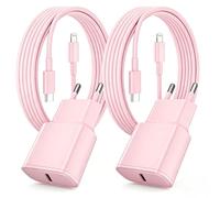 Chargeur Rapide pour iPhone 14 13 12 11, Lot de 2 PD 3.0 Prise USB C Rose | avec 2M Cable Lightning for iPhone 14/14Pro/13/13 Mini/13 Pro/13Pro Max/12/12Pro/12 Pro Max/11/11 Pro/ 11 ProMax