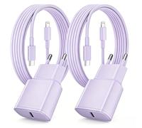 Chargeur Rapide pour iPhone 14 13 12 11, Lot de 2 PD 3.0 Prise USB C Violet | avec 2M Cable Lightning for iPhone 14/14Pro/13/13 Mini/13 Pro/13Pro Max/12/12Pro/12 Pro Max/11/11 Pro/ 11 ProMax