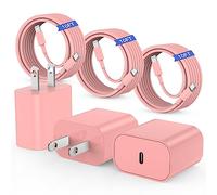 Chargeur rapide pour iPhone 14 13 12 avec câble de 3 m, cordon de charge rapide Apple avec bloc de charge 20 W, câble USB C vers Lightning pour iPhone 14 Pro Max/13/12/11/XS/SE/iPad/AirPods, rose