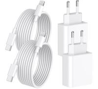 Chargeur rapide pour iPhone 14/13 Pro Max, 4 chargeur mural USB C PD 20 W avec câble de charge rapide USB C vers Lightning de 2 m