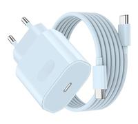 Chargeur Rapide pour iPhone 16/16 Pro/16 Pro Max/16 Plus/15/15 Pro/15 Pro Max/15 Plus/iPad P ro/iPad Air, Prise Adaptateur Secteur Embout USB C 27 W avec Câble USB-C 2M(Bleu)