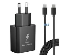 Chargeur rapide pour Samsung Galaxy - 25 W - Câble de charge USB C - Pour Samsung Galaxy S24 S23 S22 S21 S20fe S10 S9 S8 A54 A53 5g A52 A51 A50 A34 A33 A13 - Câble de charge rapide de 2 m - Noir