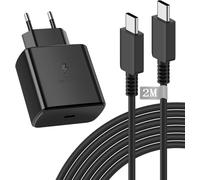 Chargeur Rapide Sam Sung 45W avec Câble USB C 2M - Compatible avec Galaxy S23 Ultra/S23/S22 Ultra/S22/S21/S21+/S21 Ultra/S20/S20+/S20 Ultra/Note 20/Note 10+/Note 9/Note 8/A70/A71 et Autres modèles
