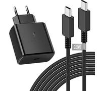 Chargeur Rapide Sam Sung 45W avec Câble USB C 2M - Compatible avec Galaxy S23 Ultra/S23/S22 Ultra/S22/S21/S21+/S21 Ultra/S20/S20+/S20 Ultra/Note 20/Note 10+/Note 9/Note 8/A70/A71 et Autres modèles