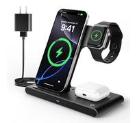 Chargeur rapide sans fil portable 3 en 1 pour iPhone 16e 16 15 14 13 12 11 Pro Max pour Apple Watch 10-2 Ultra SE pour AirPods Pro 4 3 2 - Bureau à domicile, voyage, table de nuit, cadeau pour la