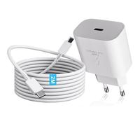 Chargeur Rapide secteur TECHTA pour Samsung Galaxy S26/S25/S24/S23/S22/S21 25 W + câble USB-C 2 m - Blanc