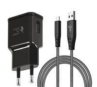 Chargeur Rapide Secteur USB Type C avec Câble de Charge Rapide en 2M Nylon - pour Samsung Galaxy S8, S8 Plus, S9, S10, S10 Plus, S10e 5G, S20, S21, S22, A50, A51, A40, A30, A20e, Z Flip3, Fold2