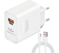 Chargeur rapide Supercharge 100 W pour Ho-nor & Hua-wei Chargeur USB C 2 ports avec câble USB C 2 m 6 A pour Ho-nor Magic 7 Pro 6 Lite/Ho-nor 200, 400 Pro/Mate 70, 60, 40, 30, P60, P40