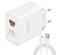 Chargeur Rapide Supercharge 100 W pour Honor & Hua-wei Chargeur USB C 2 Ports avec câble USB C 2 m 6 A pour Honor Magic 7 Pro 6 Lite/Honor 200, 400 Pro/Mate 70, 60, 40, 30, P60, P40
