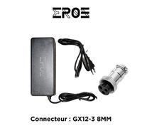 Chargeur rapide trottinette électrique batterie 36v, connecteur gx12-3 8mm