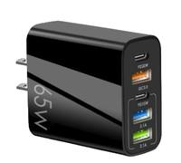 Chargeur Rapide USB - Adaptateur Multi-Port, Bloc de Charge Compact, tête de Smartphone | Technologie PD, 65 W, Haute Vitesse, Alimentation, tablettes, écouteurs, Bureau et Maison