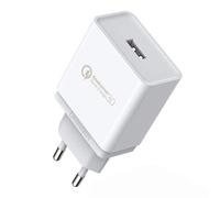 Chargeur rapide USB blanc Quick Charge 3.0 18 W 3 A