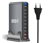 Chargeur Rapide USB-C 10 Ports 800W avec Puce GaN III et PD 3.1, 8 Ports USB-C et 2 Ports USB-A, Alimentation 140W pour MacBook, iPhone, iPad, Samsung