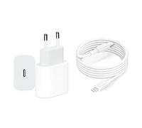 Chargeur rapide USB C 10 W, bloc d'alimentation 10 W avec câble de charge de 1 m pour iPhone 16 + 15 /Pro/Max/Plus et iPad. Compatible avec Samsung Galaxy S20fe - S25 et S8 - S10 et A12-A13, A33 et