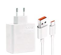 Chargeur Rapide USB C 120W, Chargeur Turbo pour 14T 13T 11T Pro, Chargeurs Secteur pour Téléphones Portables pour Note 13 12 11 Pro+ 5G, avec câble USB-C Blanc de 1.5 m