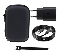Chargeur Rapide USB-C 25 W + câble de Recharge pour Samsung Galaxy S26 Ultra, S26, S25, S24, S23, S22, A56, A55, A54, A16, tablettes Tab S11, S10, S9, S8, A11, A9+, A9 avec câble 2 m+ étui pour câble