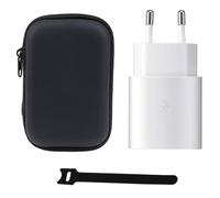 Chargeur Rapide USB-C 25 W pour Samsung Galaxy S26 S25 S24 S23 S22 S21 Plus/FE/Ultra, S20 Plus, A57 A56 A55 A54 A53 A37 A36 A17 A16 A05s et tablettes - Bloc d’Alimentation USB-C + étui pour câble