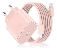 Chargeur rapide USB C 25W - KAL -Pour iPhone 14/13/12/11/SE/X - Câble 2m - Rose