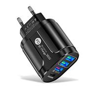 Chargeur Rapide USB C, 36 W 3 Ports USB C Alimentation Charge Rapide, Chargeur PD 20 W, Prise Murale USB QC 3.0, Adaptateur Universel pour Téléphone 13 12 11Pro X Max, Samsung, Huawei etc Lle noir
