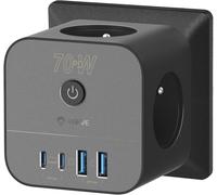 Chargeur Rapide USB C 70W, Prise Multiprise Cube 7-en-1 avec Interrupteur, Technologie GaN III, Compatible Ordinateurs Portables, Téléphones, MacBook Pro, iPad Pro, iPhone, Galaxy