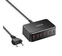 Chargeur Rapide USB C | Chargeur Portable pour Ordinateur Portable - Équipement de Charge Rapide 120W 6 Ports pour Ordinateur, Smartwatch et Appareil Mobile en Avion, Train, Hôtel et